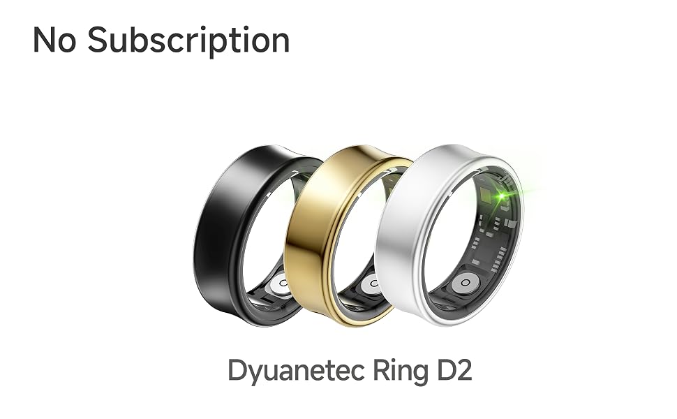 The DYUANETEC Ring D2 is a smart ring designed for 24/7 wear. Available in Black, Gold, and Silver.