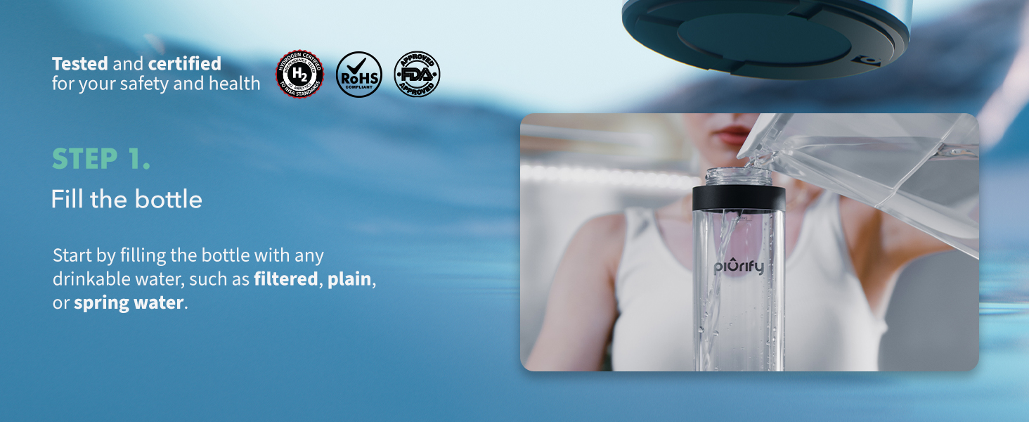 steps on how to set up the hydrogen water bottle