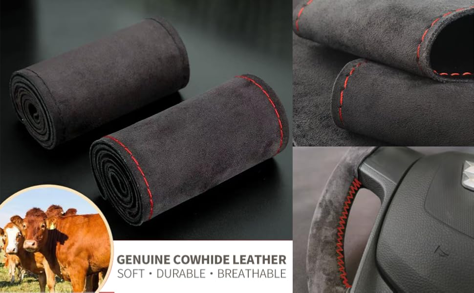 genuine leather steering wheel cover