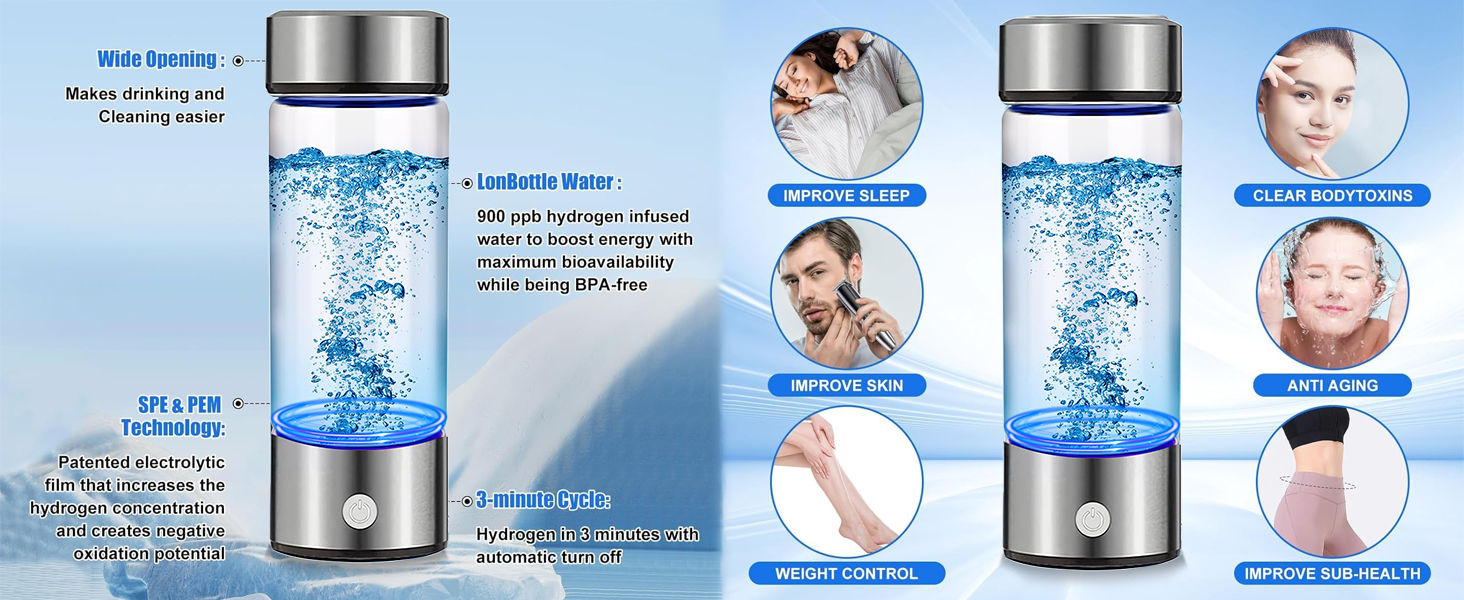 botella de agua de hidrógeno