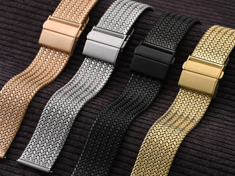 WOCCI Metal Watch Strap 316L Stainless Steel Band Deployant Clasp 18mm 20mm 22mm 24mm