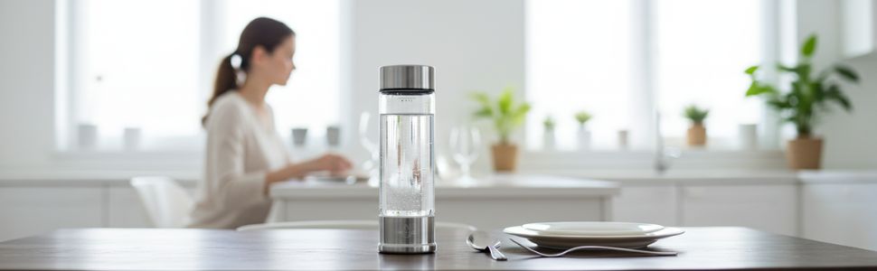 bottle focus on kitchen table