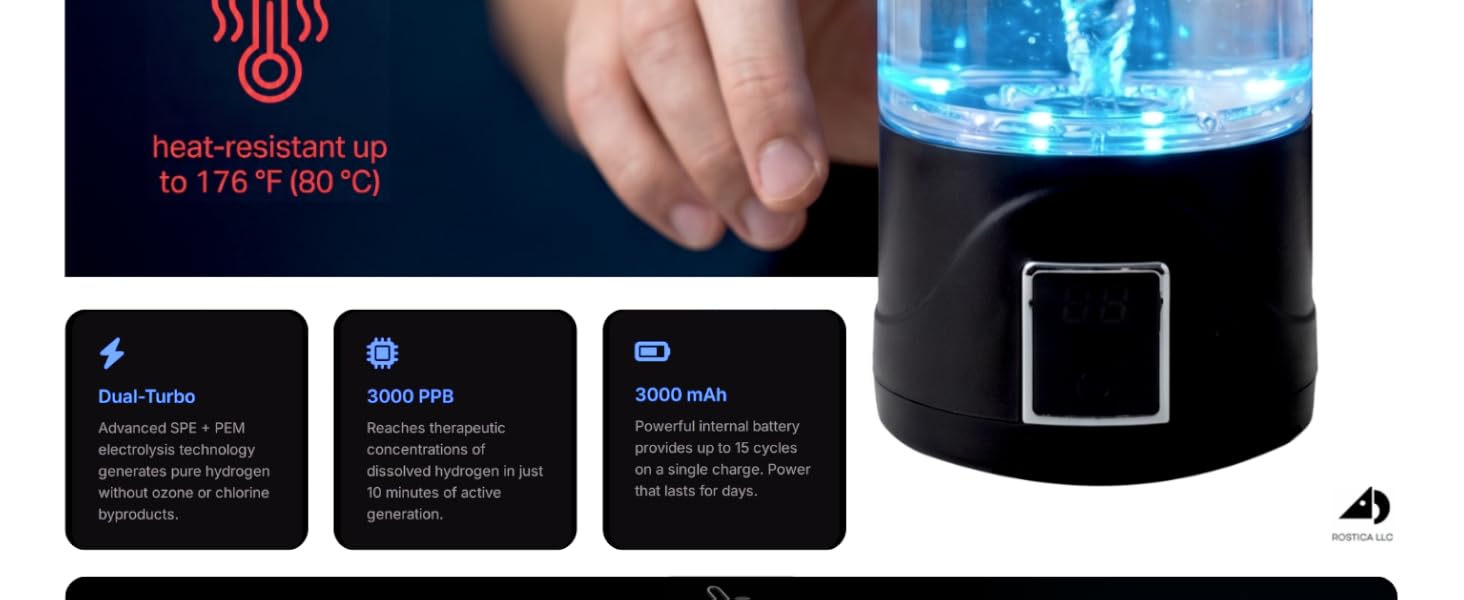 Hydrogen water bottle for brain focus mental clarity and cognitive support anti fatigue flask